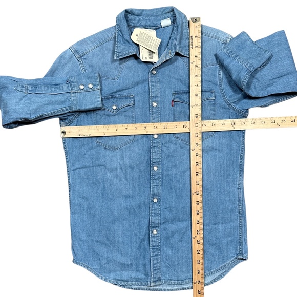 NWT Levi's Barstow Western Standard Pearl Snap Button Blue L/S Shirt Mens Small - Picture 13 of 13
